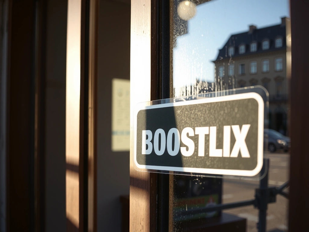 Detail vstupních dveří s polepem boostlix